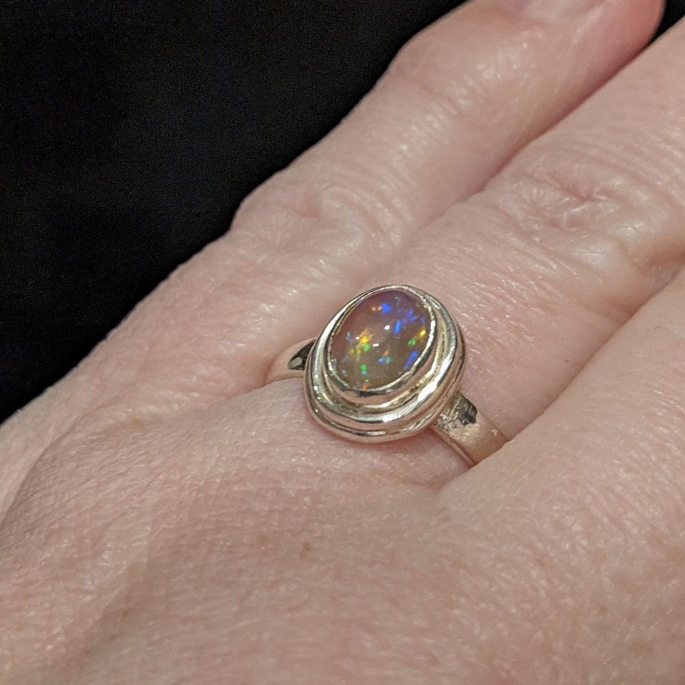 SOLD*  Ethiopian Opal Ring, Size 8 Brilliant Fire - Picture 4 of 10